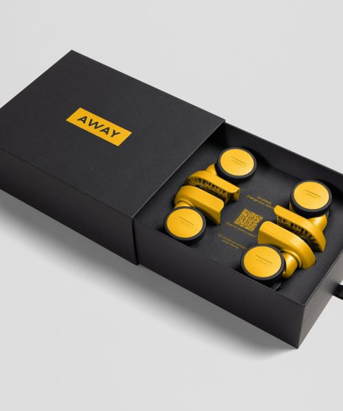 Custom Carry-On Wheel Set in Marigold Yellow