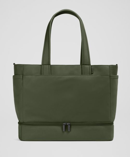 The Double Diaper Tote in Olive Green
